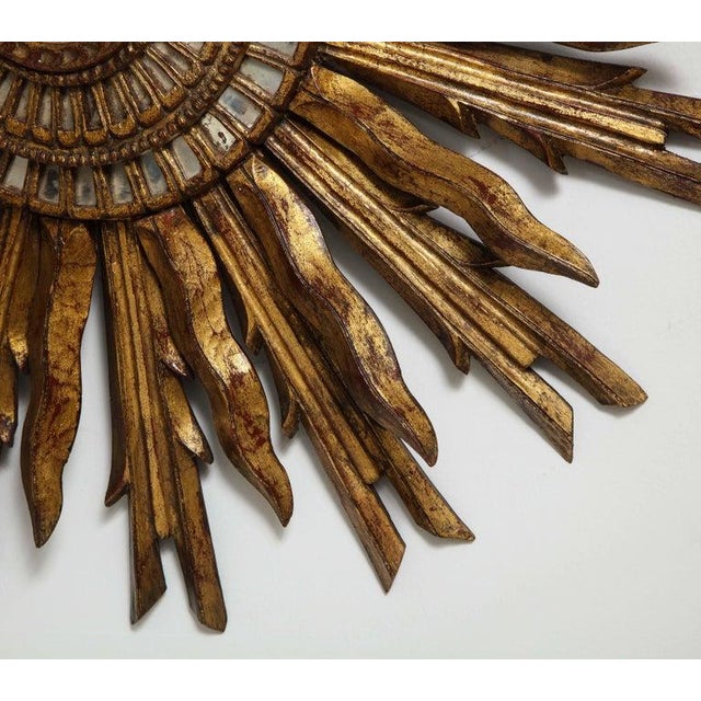 Vintage Giltwood Sunburst Mirror For Sale - Image 9 of 12