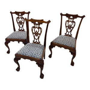 Set of 3 Mid 20th Century English Chippendale Style Mahogany Dining Chairs