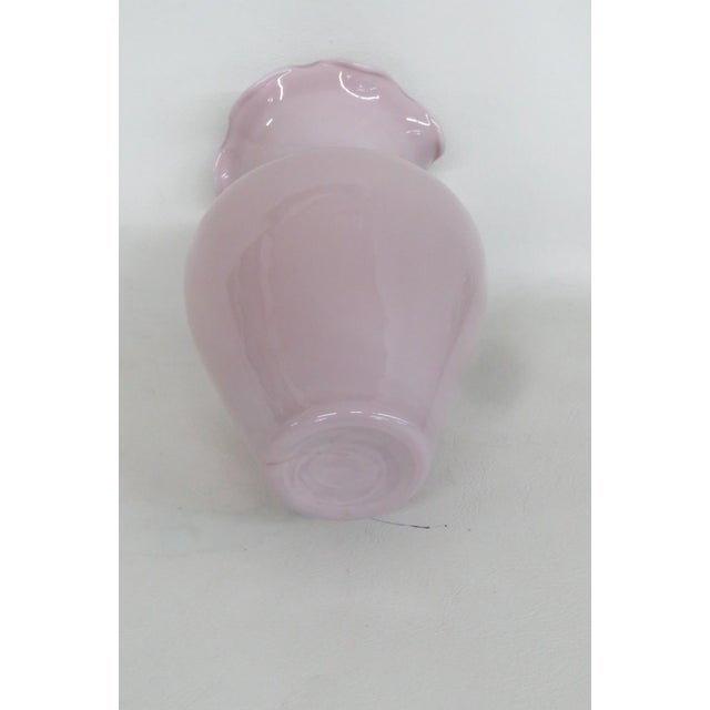 Glass Lavender Art Glass Vase Tapered Bulbous Shape With Ruffled Pie Crust Rim 4882b For Sale - Image 7 of 8