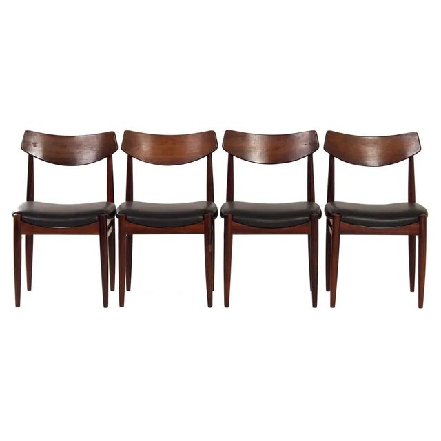 Rosewood Dining Chairs with New Black Leather, 1960s, Set of 4 For Sale - Image 13 of 13