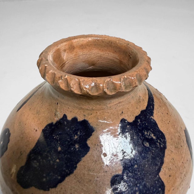 Contemporary Vintage Dark Blue Glazed Ceramic Vase, Italy, 1990s For Sale - Image 3 of 17
