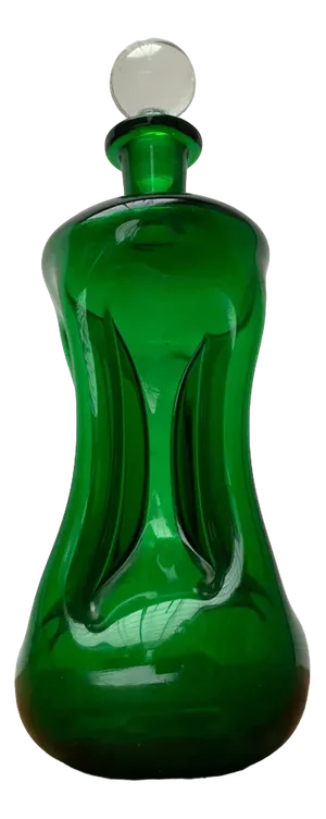 Vintage Danish Green Glass Kluk Kluk Bottle from Holmegaard, 1970s