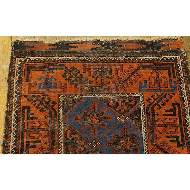 1900s Brown Geometric Tribal Antique Baluch Turkman Rug 3' X 5'4" Handknotted Wool Carpet For Sale - Image 4 of 6