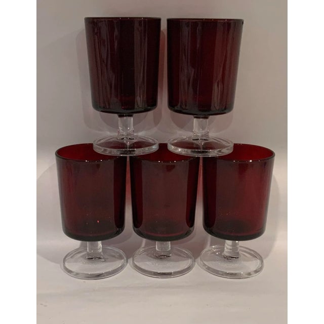 Ruby Red Cavalier Glasses Made in France, a Set of 5 For Sale - Image 9 of 9