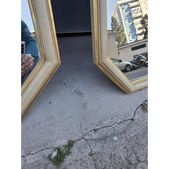1940s Venetian Louis XVI Baroque Style Octagonal Lacquered Mirrors, 1940, Set of 2 For Sale - Image 5 of 10