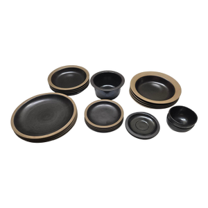 1970s 21-Piece "Rim" Collection of Black Vintage Heath Tableware