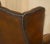 Vintage Pair of Chesterfield Chestnut Brown Leather Wingback Armchairs & Footstools For Sale - Image 13 of 18