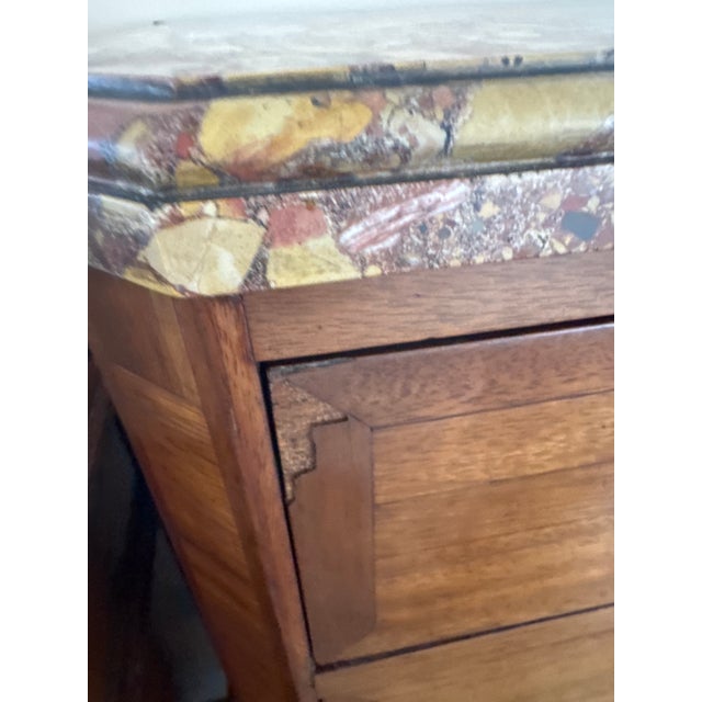 Late 19th-Century French Louis XVI-Style Mahogany Semainier Chest — Breccia Marble Top, Tall Narrow Storage For Sale - Image 10 of 14