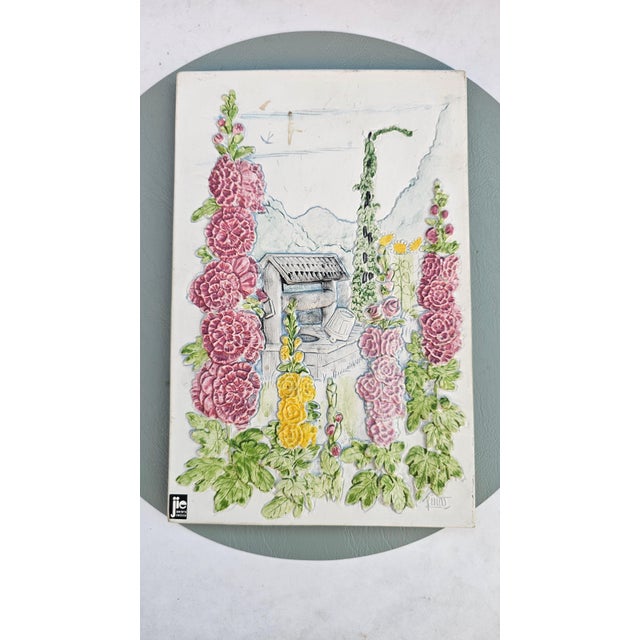Ceramic Tile with Mallow Flowers, Sweden, 1980s For Sale - Image 10 of 10