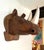 Tribal Large Hand Carved Wood Rhinoceros Head Wall Hanging For Sale - Image 3 of 8