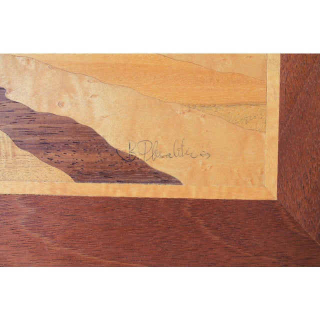 Vintage Framed Handmade Inlay Marquetry Picture - Sailboat For Sale - Image 4 of 5