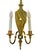 Vintage Pair of Brass & Copper Neoclassical Double-Arm Wall Sconces With Pleated Silk Shades For Sale - Image 15 of 18