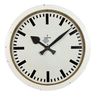 Large White Industrial Factory Wall Clock from Siemens, 1950s For Sale