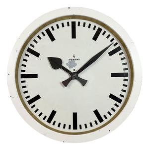 Large White Industrial Factory Wall Clock from Siemens, 1950s