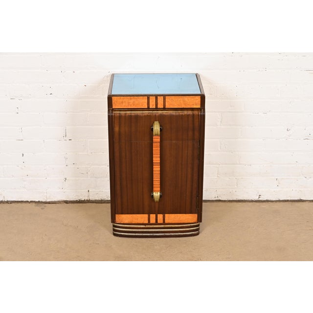 Leo Jiranek Leo Jiranek for Grand Rapids Furniture Art Deco Walnut and Burl Wood Nightstand, 1930s For Sale - Image 4 of 14