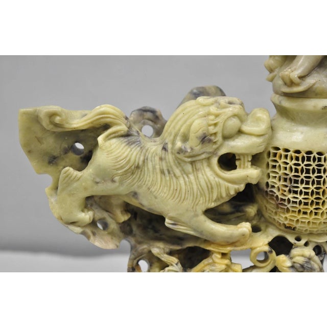 Mid 20th Century Vintage Chinese Carved Soapstone Foo Dog Figural Incense Burner Sculpture For Sale - Image 5 of 13