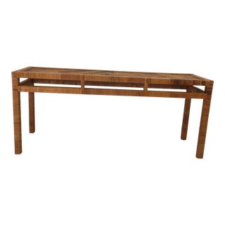 1970s Reed and Rattan Console Table For Sale