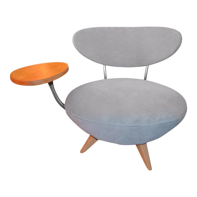 Art Deco Galerkin Design Side Table Swivel Chair Newly Upholstered