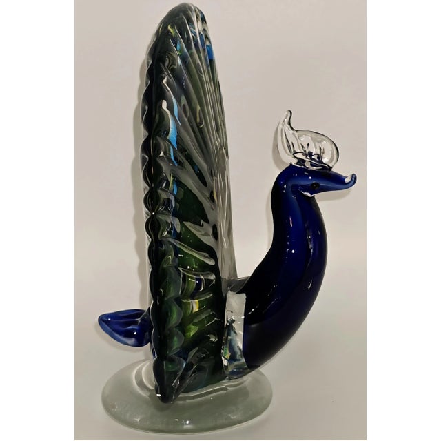Murano Early 20th Century Vintage Murano Style Peacock For Sale - Image 4 of 8