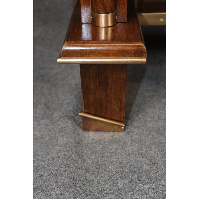 Brown French Art Deco Bronze Mounted Dining Table Attributed to Jules Leleu For Sale - Image 8 of 16