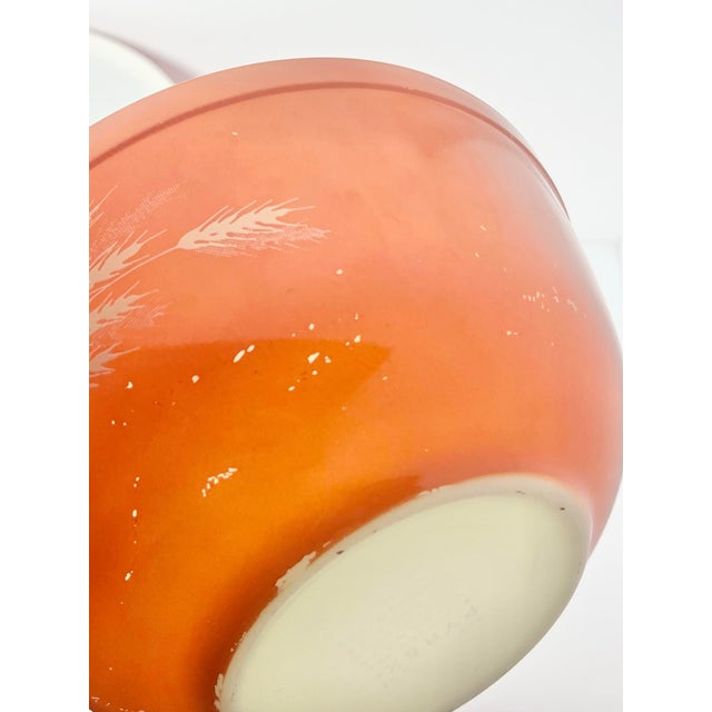 Glass 1970s Pyrex “Autumn Harvest (Wheat)” 4-Piece Orange Glass Mixing Bowl For Sale - Image 7 of 9
