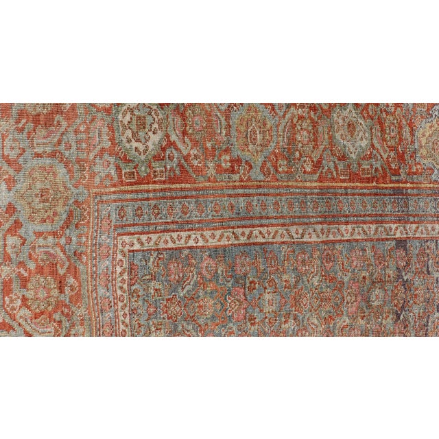 Antique Persian Bidjar Rug in Herati Design With Medallion in Soft Muted Colors For Sale - Image 11 of 15