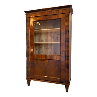 Antique Walnut Biedermeier Display Cabinet For Sale