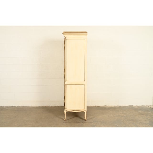 Henredon French Provincial Louis XV Cream Lacquered Armoire Dresser or Gentleman's Chest, Circa 1960s For Sale - Image 13 of 15