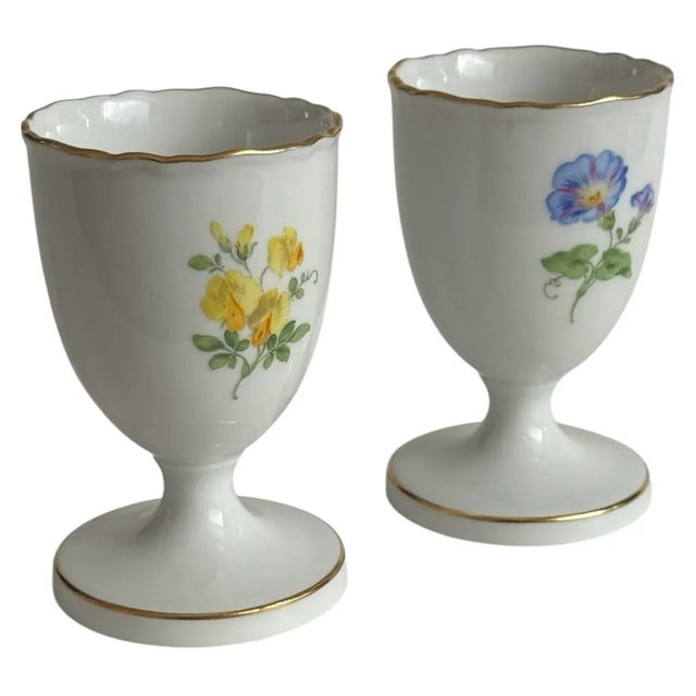 Pair of Late 20th Century Meissen Egg Cups, Morning Glory & Daffodils For Sale - Image 4 of 10
