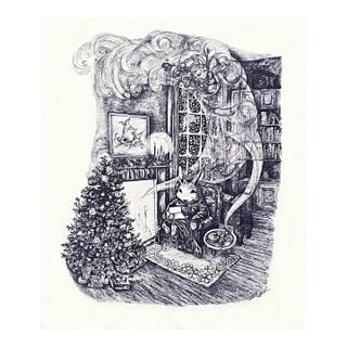 Mayling Mack Holm Christmas Rabbit Lullaby Fantasy Print 1975' For Sale