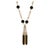 Vintage Rock crystal quartz and black onyx bead necklace featuring 0.85 carats of full-cut diamonds in 18K yellow gold....