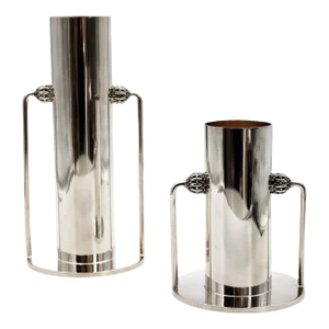 Small or Tall Silver Bronze Vase by Richard Lauret, Set of 2