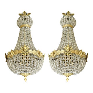 French Style Chandeliers With Gold Details - a Pair For Sale