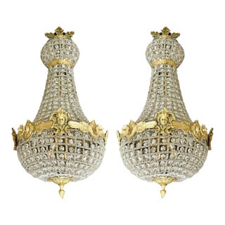 French Style Chandeliers With Gold Details - a Pair For Sale