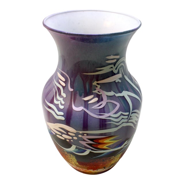 Signed Sam 2 Bulls – Oglala Lakota Sioux Hand-Painted Art Vase For Sale