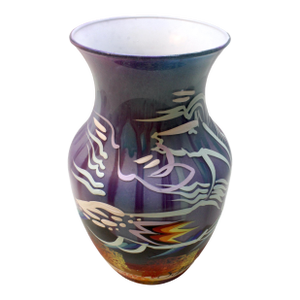 Signed Sam 2 Bulls – Oglala Lakota Sioux Hand-Painted Art Vase