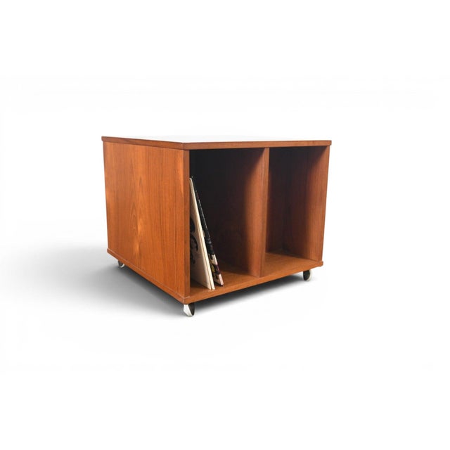 Wood Danish Modern Teak Book + Record Cube, 1960s For Sale - Image 7 of 8