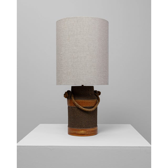 Mid 20th Century 20th Century German Orange Ceramic Table Lamp With Rope Handle For Sale - Image 5 of 18