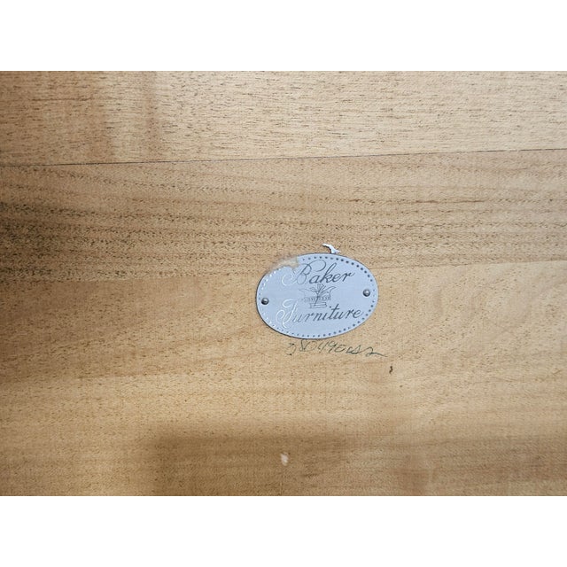 Brown Late 20th Century Baker Birdseye Maple and Faux Bamboo Mirror For Sale - Image 8 of 12