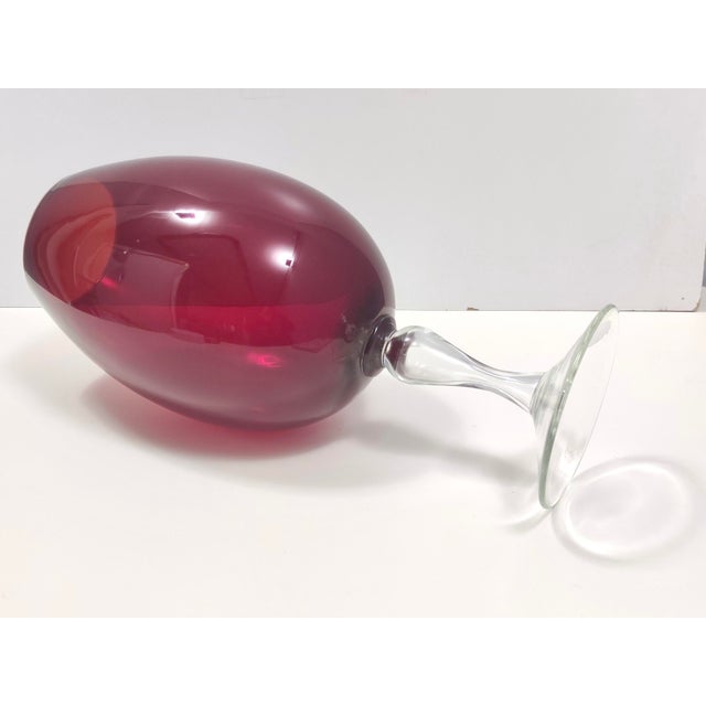 Large Vintage Crimson Hand-Blown Glass Vase, 1960s For Sale - Image 6 of 10