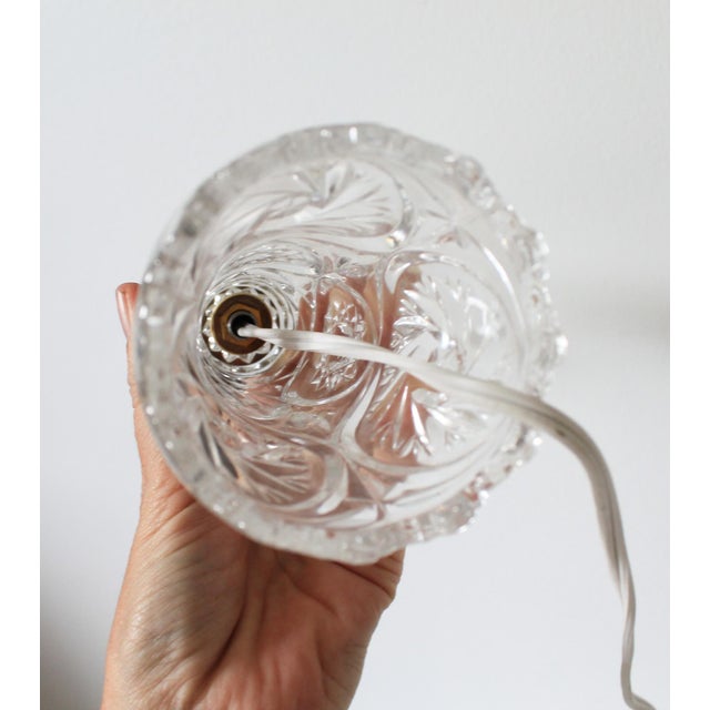 Vintage Cut Crystal Boudoir Table Lamp W/ Matching Shade For Sale - Image 9 of 11