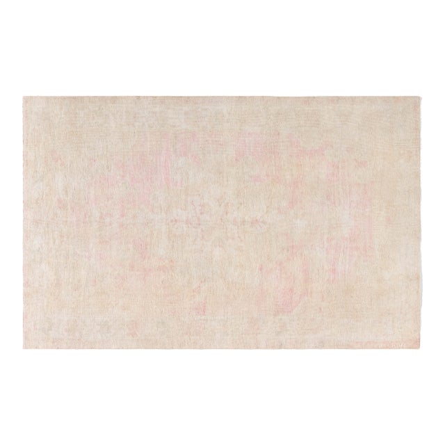 Vintage Turkish Oushak Rug in Soft Blush and Ivory Tones For Sale