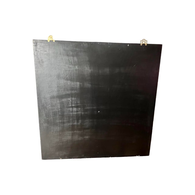 Green Vintage 1980s Postmodern Ting Shao Kuang Style Chinese Modern Large Wall Art Painting 36 X 36 For Sale - Image 8 of 12