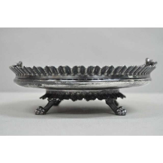 Victorian Early 20th Century Antique Wilcox English Regency Silver Plated Floral Repousse Bride's Basket For Sale - Image 3 of 12