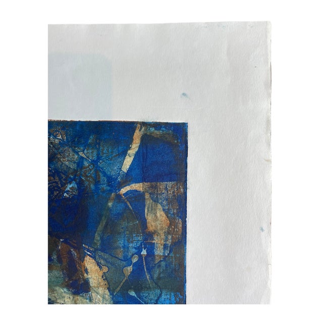 Vintage Deep Blue Etching by Alfred Ng, From 1977 For Sale - Image 4 of 7