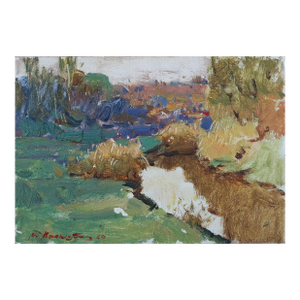 Original Spring Landscape Oil Painting, Ukrainian Impressionism, 1969 11-17