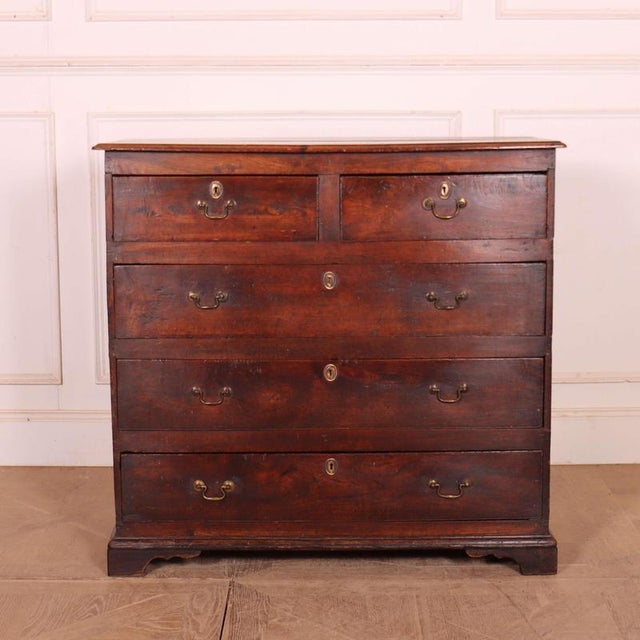 Wood 18th Century English Elm Chest of Drawers, 1950s For Sale - Image 7 of 7