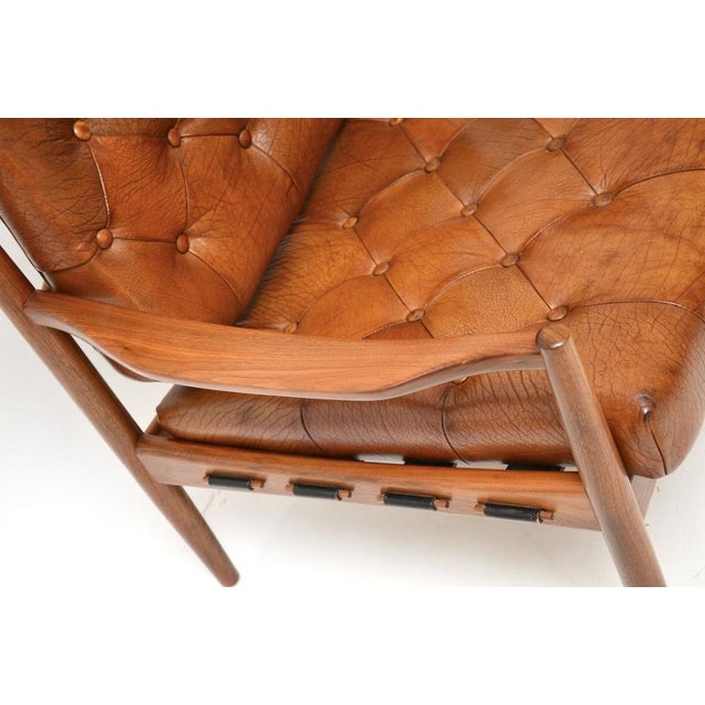 Swedish Leather and Walnut Armchairs by Ingemar Thillmark for Ope, 1960, Set of 2 For Sale - Image 11 of 14