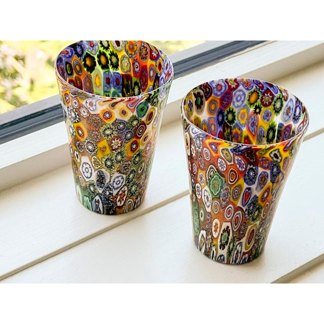 Set of 2 Murano Glass Bud Vases With Murrina Millefiori. For Sale - Image 4 of 10