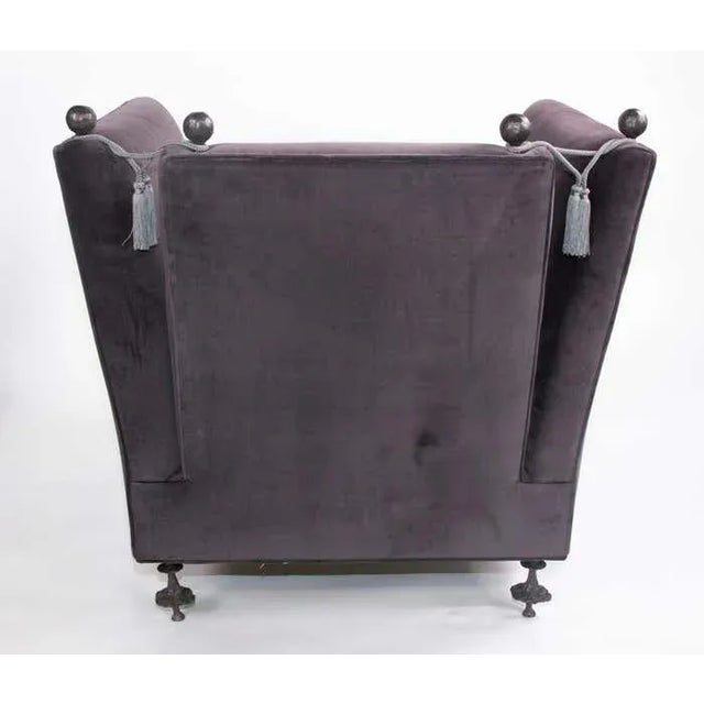 Tuxedo English Knole Armchair With Bronze Legs For Sale - Image 4 of 8